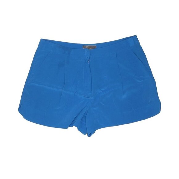 Vince Dress Shorts 4 Silk Pleated Dan Blue Luxury Pockets Lightweight - Picture 3 of 12
